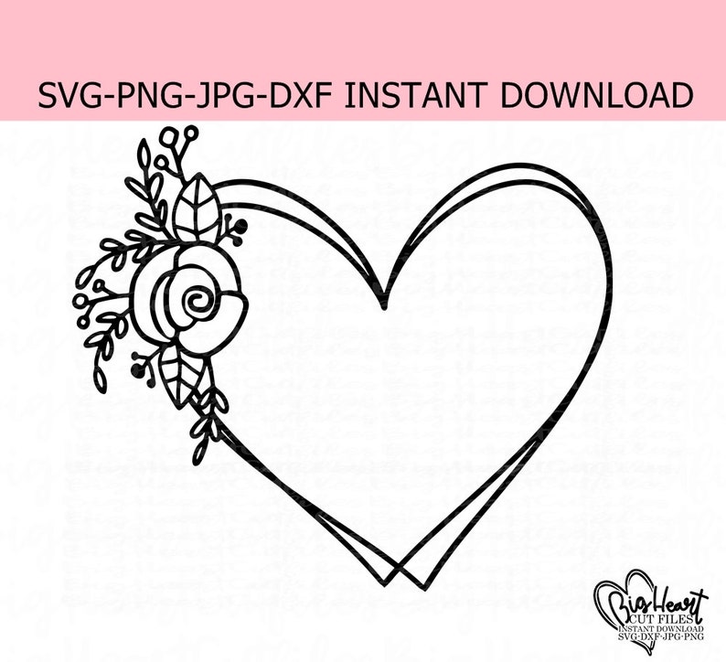 Download Floral Heart Wreath Svg Png Jpg Dxf Heart Wreath Svg | Etsy