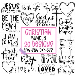 Pacote Svg Cristão Religioso Jesus Deus Fé Svg Arquivos de Corte Download Digital