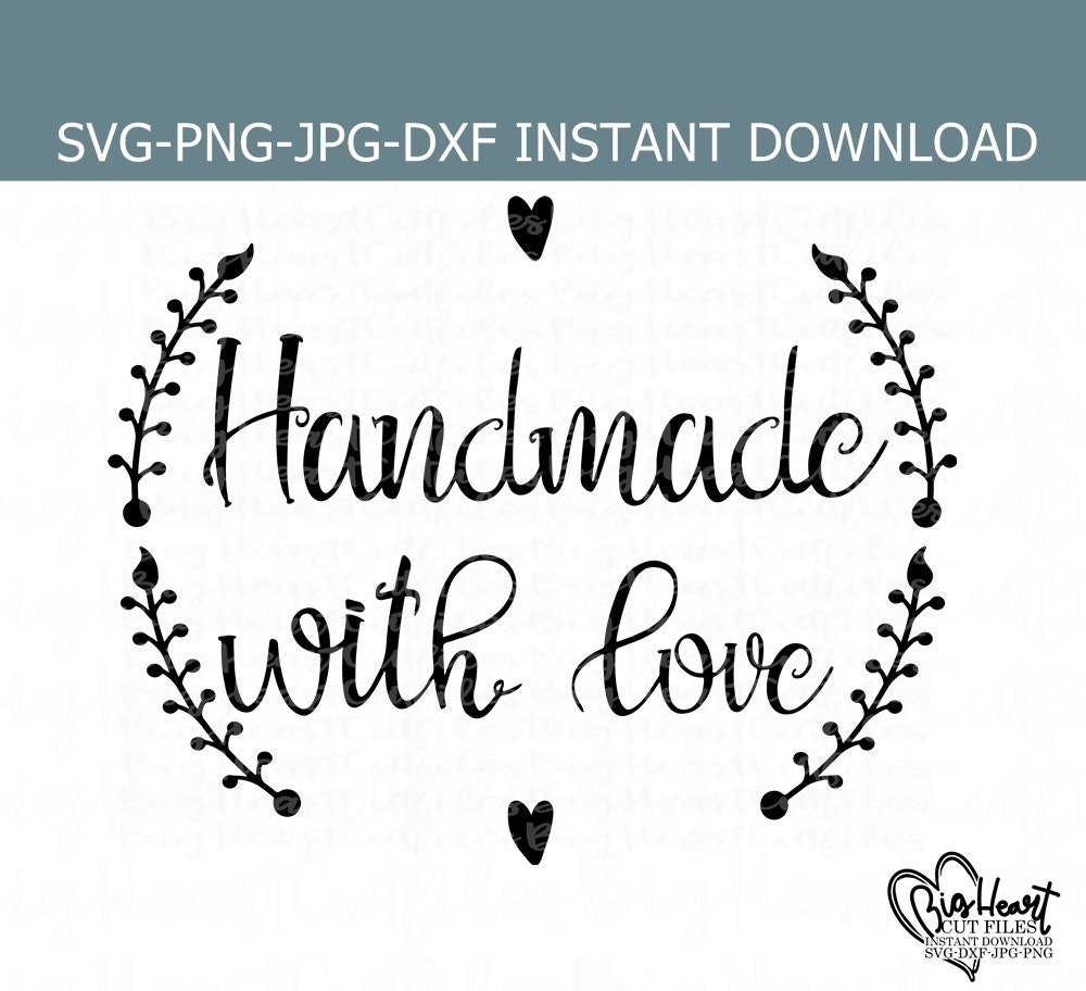 Handmade With Love Svg Png Jpg Dxf Handmade Stamp Design Etsy