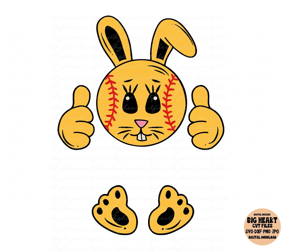 Softball Bunny Svg, Png, Jpg, Dxf, Softball Svg, Easter Bunny Svg