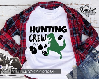 Hunting Crew Svg, Png, Jpg Dxf, Easter Dinosaur Svg, Dinosaur Boy Easter Svg, Easter Egg Hunting Svg, T-Rex Svg, For Boys, Silhouette,Cricut