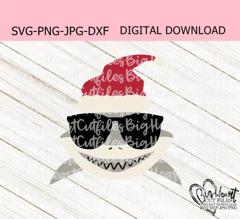 Download Santa Shark Svg Png Jpg Dxf Christmas Shark Svg Shark | Etsy