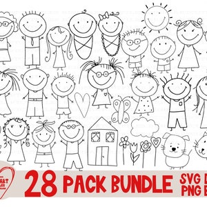 Stick Figures Svg Bundle, Stick Figures Svg, Png, Dxf, Eps, Stick Children, Stick People Svg, Stick Figure Clipart, Silhouette, Cricut