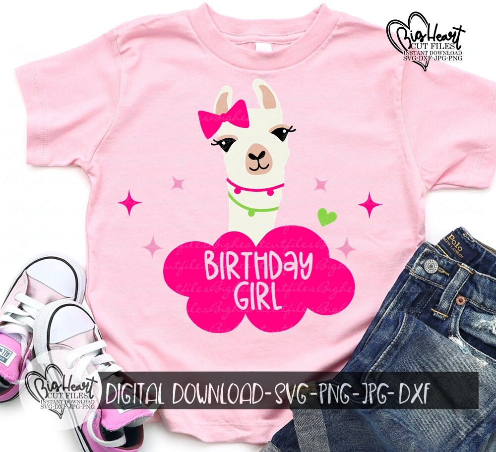 Download Llama Birthday Girl Svg Png Jpg Dxf Svg Llama Svg Girl | Etsy