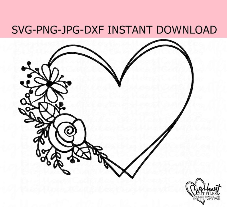 Download Floral Heart Wreath Svg Png Jpg Dxf Heart Wreath Svg | Etsy