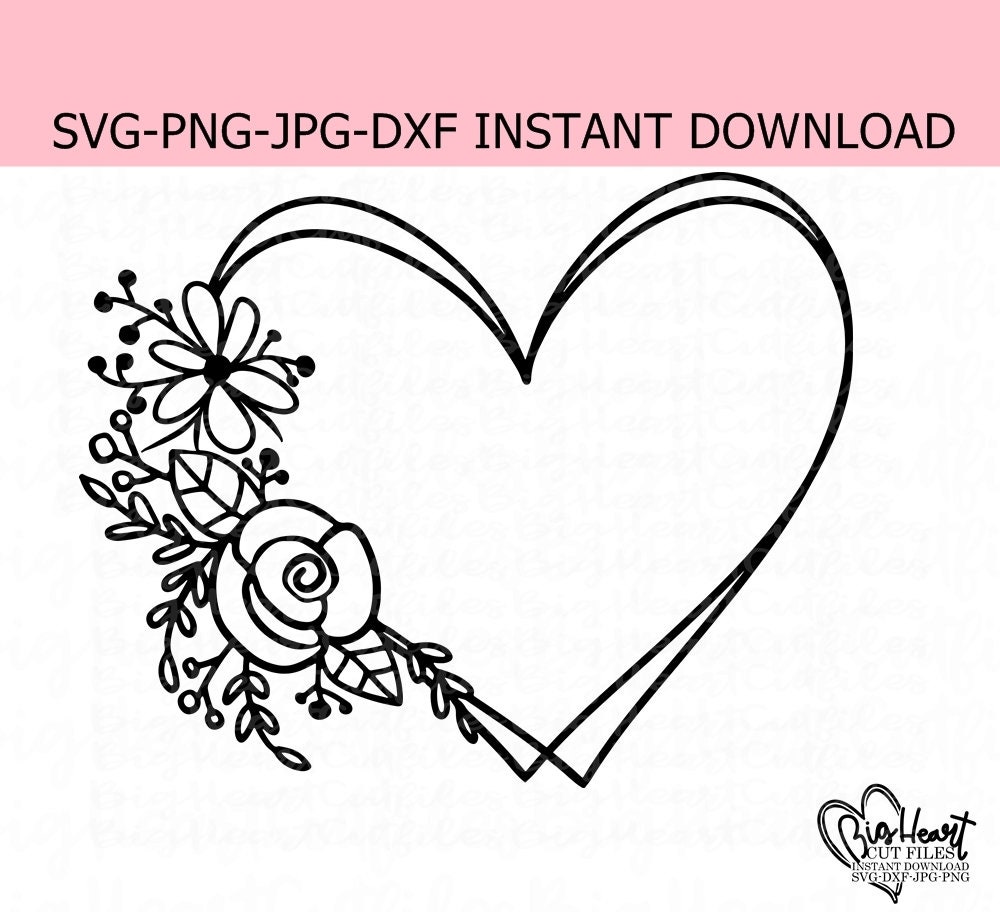 Download Floral Heart Wreath Svg Png Jpg Dxf Heart Wreath Svg | Etsy