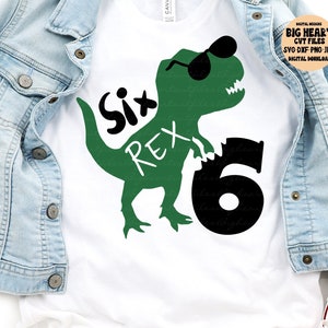 Anniversaire dinosaure Svg Png Jpg Dxf, Anniversaire de garçon, 6e anniversaire Svg, Svg dinosaure, T-Rex, Dino, Anniversaire garçon, Conception de chemise, Silhouette, Cricut