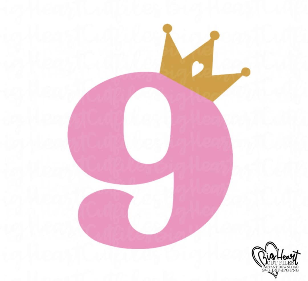 9th Birthday Girl Svg,png,jpg,dxf,9th Svg, Birthday Princess Svg,ninth