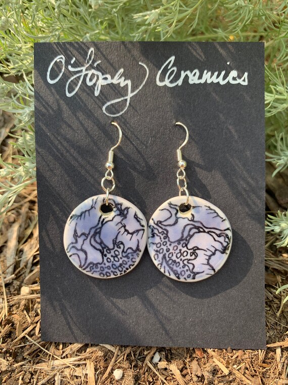 Handmade Ceramic Earrings with Floral Detail Etsy