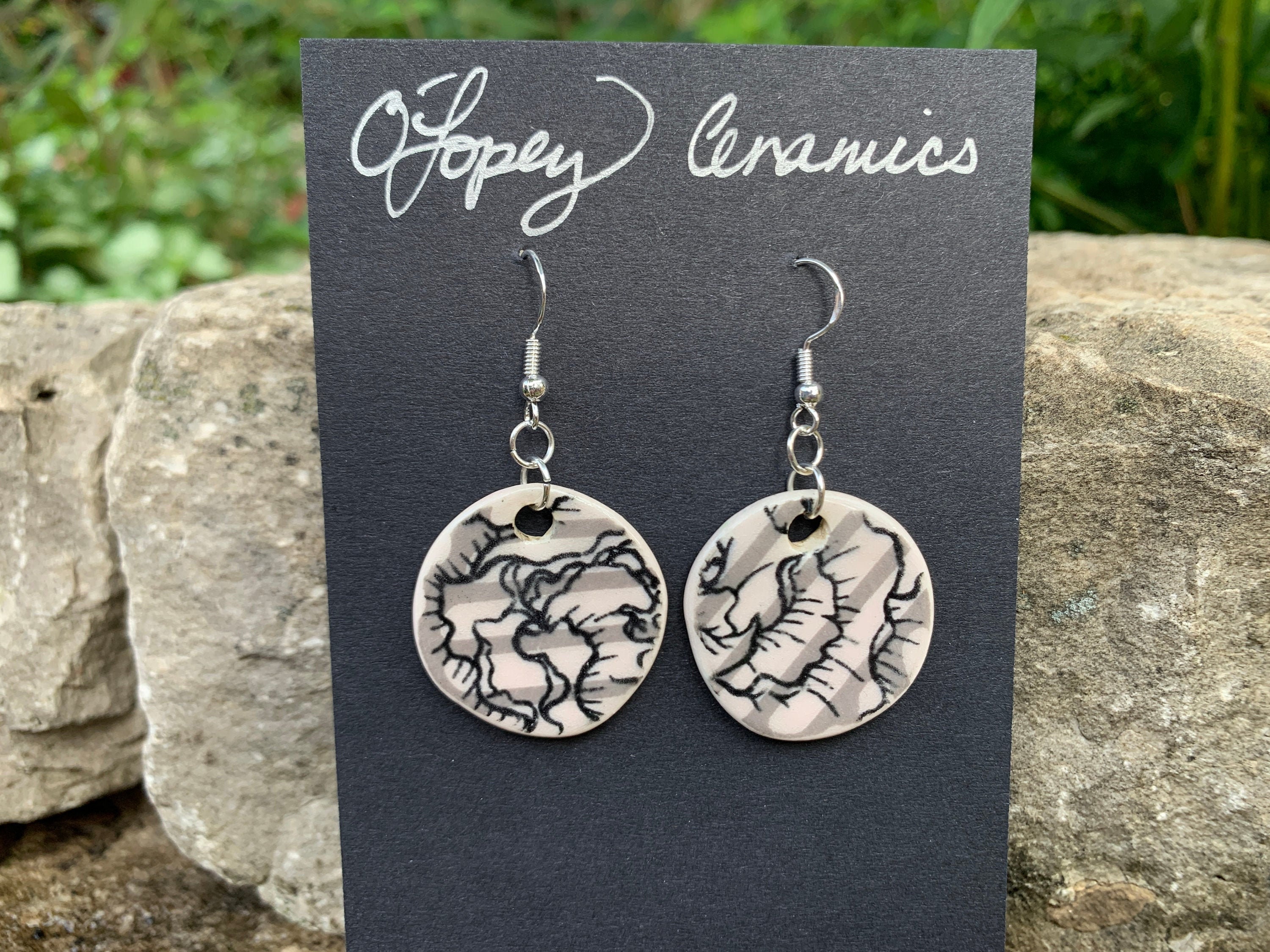 Handmade Ceramic Earrings with Floral Details Etsy