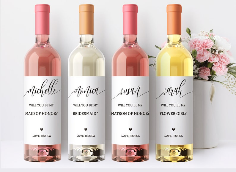 Will You Be My Bridesmaid Bridesmaid Proposal Wine Label Etsy