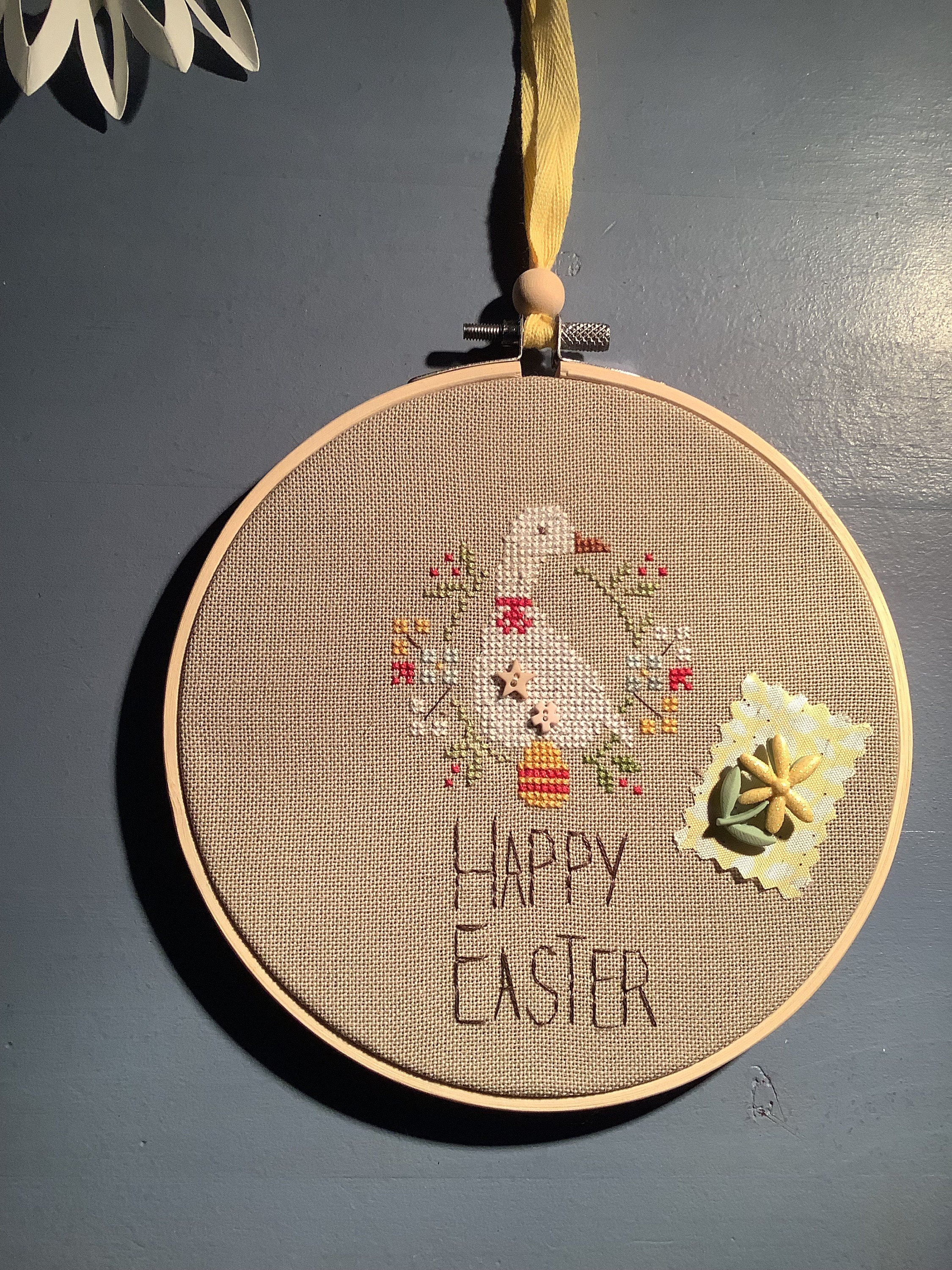 Tambour Brodé Main /Broderie /Pâques /Étamine/Cercle à Broder/Broderie Main