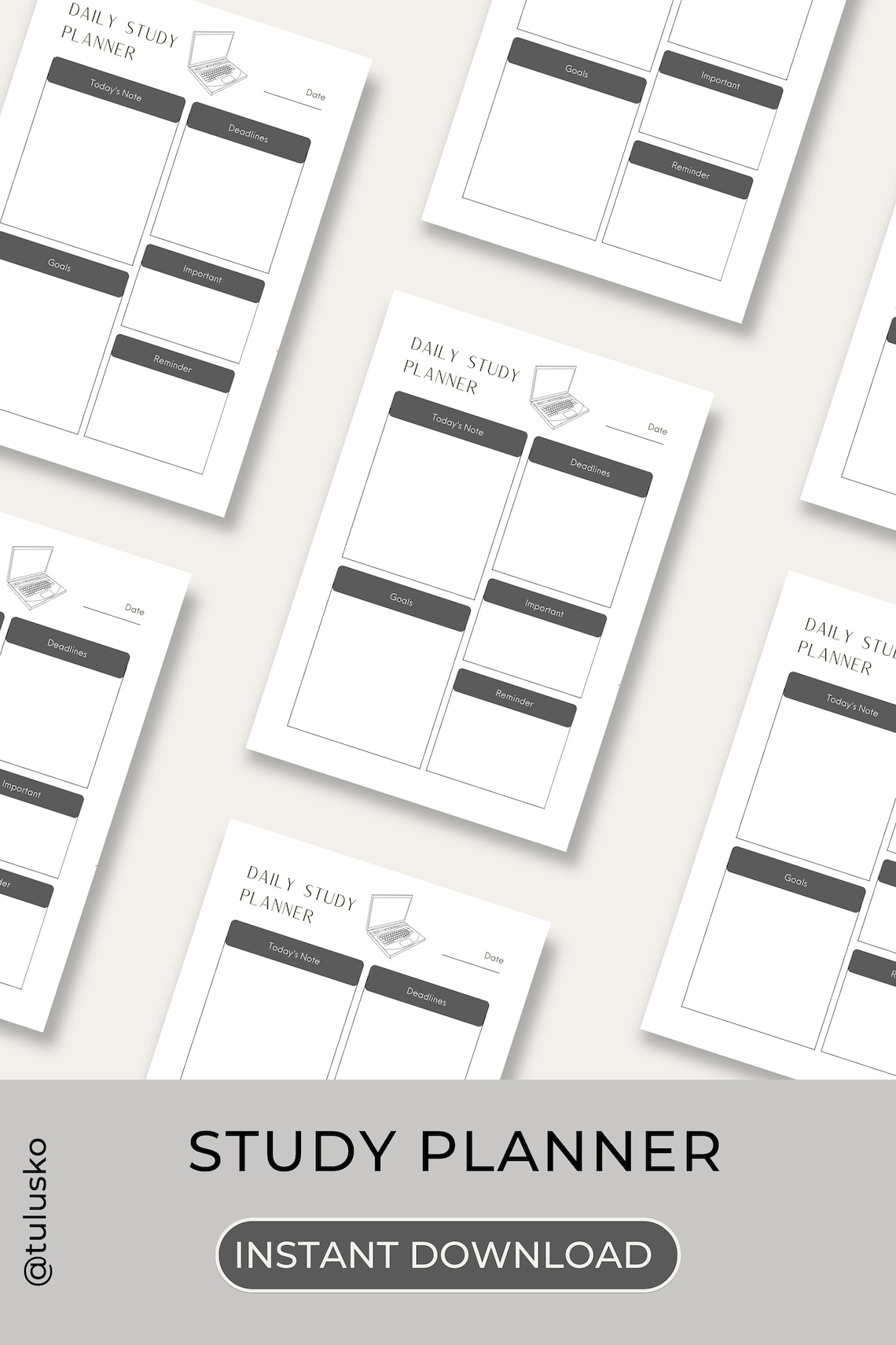 study-planner-minimal-daily-study-planner-printable-to-do-list-etsy