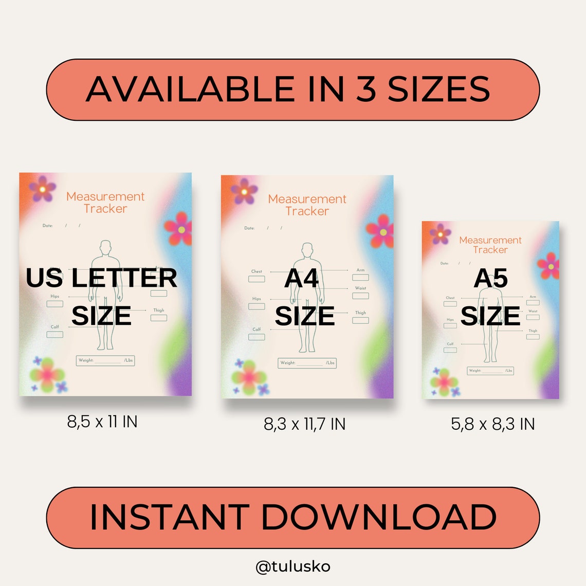 Fitness Planner Printable Body Measurement Planner Bundle - Etsy