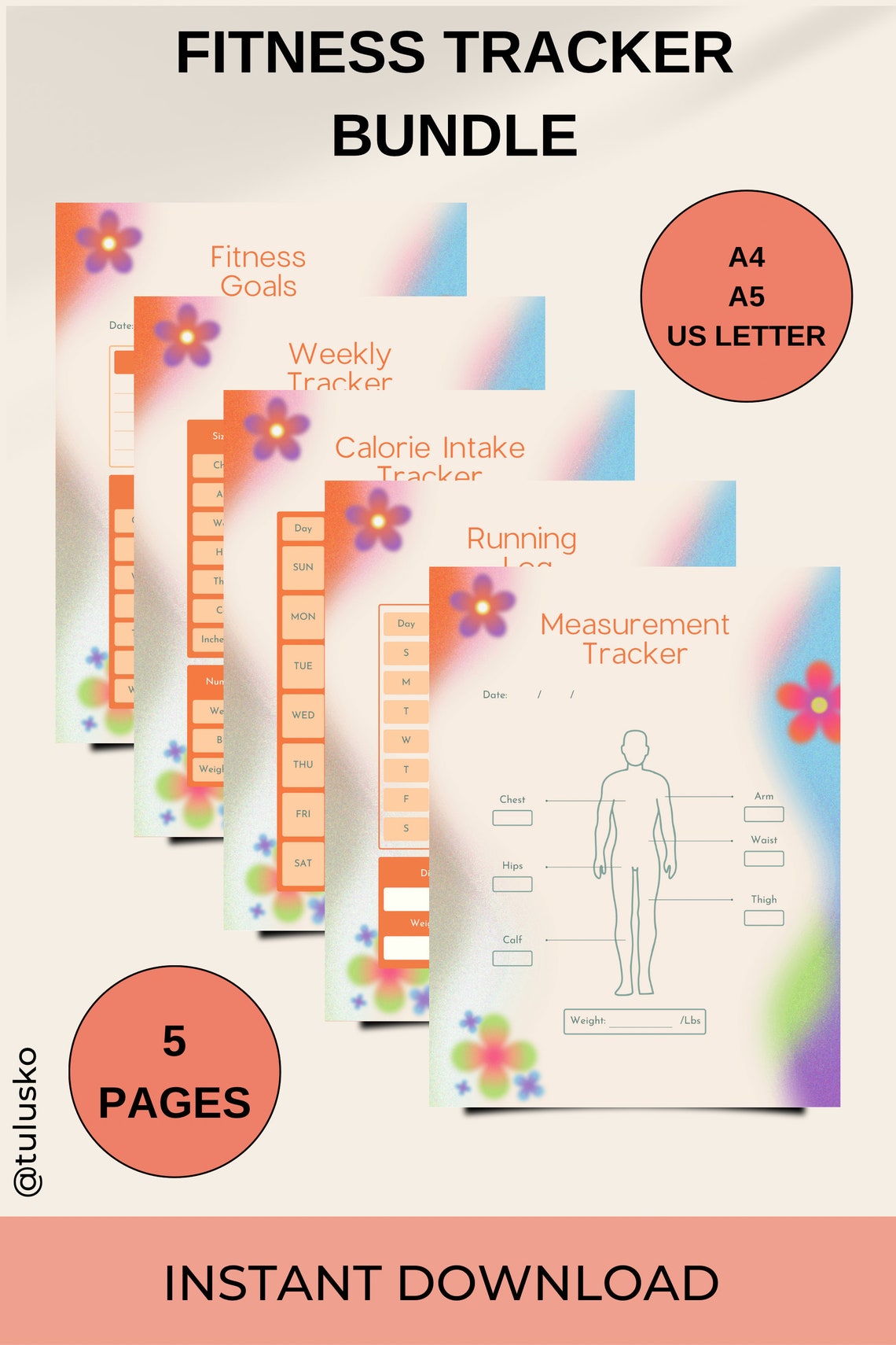 Fitness Planner Printable Body Measurement Planner Bundle - Etsy