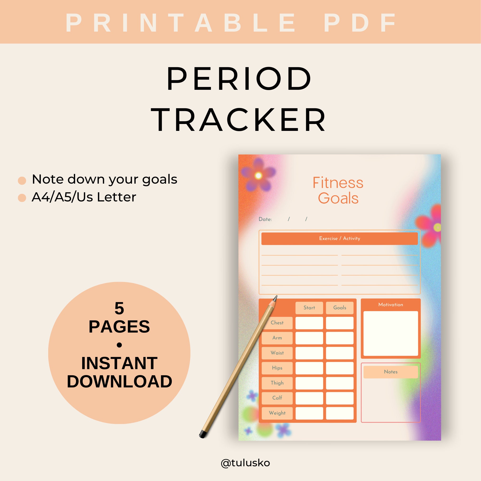 Fitness Planner Printable Body Measurement Planner Bundle - Etsy