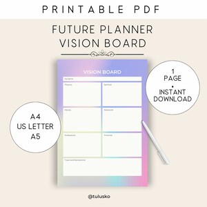 Vision Board Printable Digital Vision Board Goal Planner - Etsy