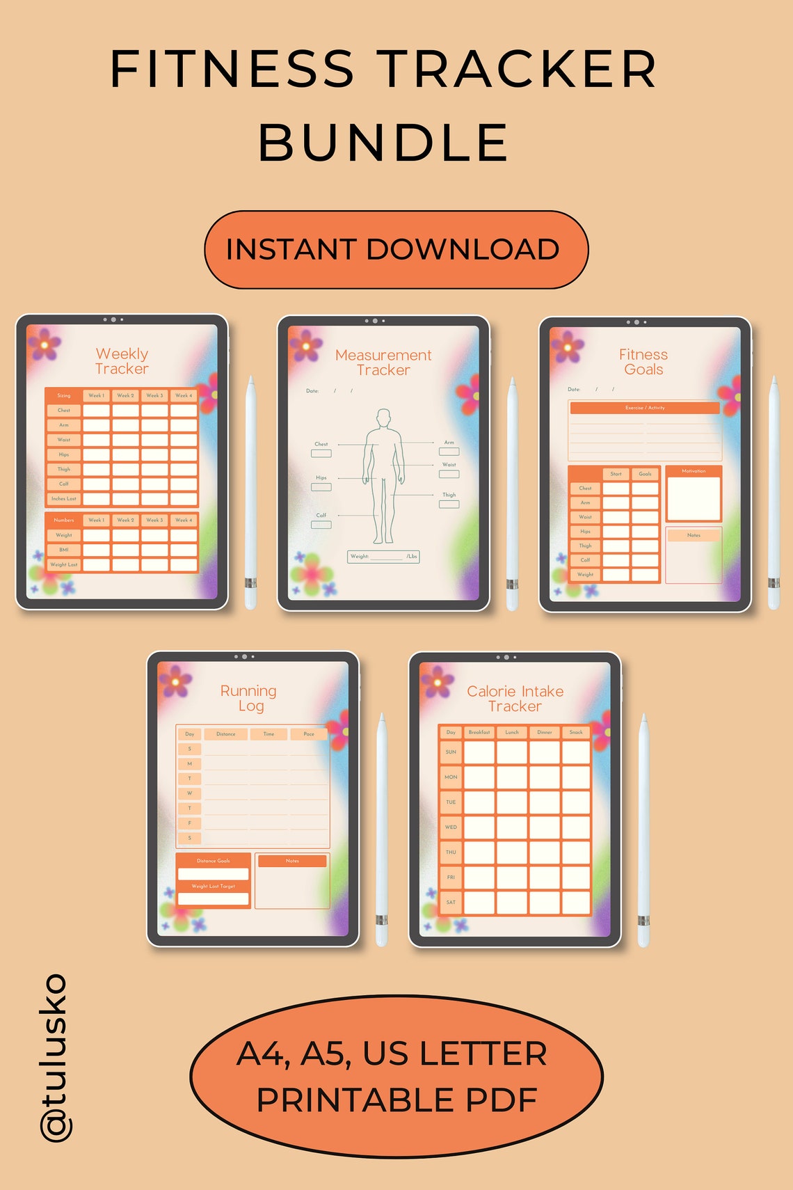 Fitness Planner Printable Body Measurement Planner Bundle - Etsy