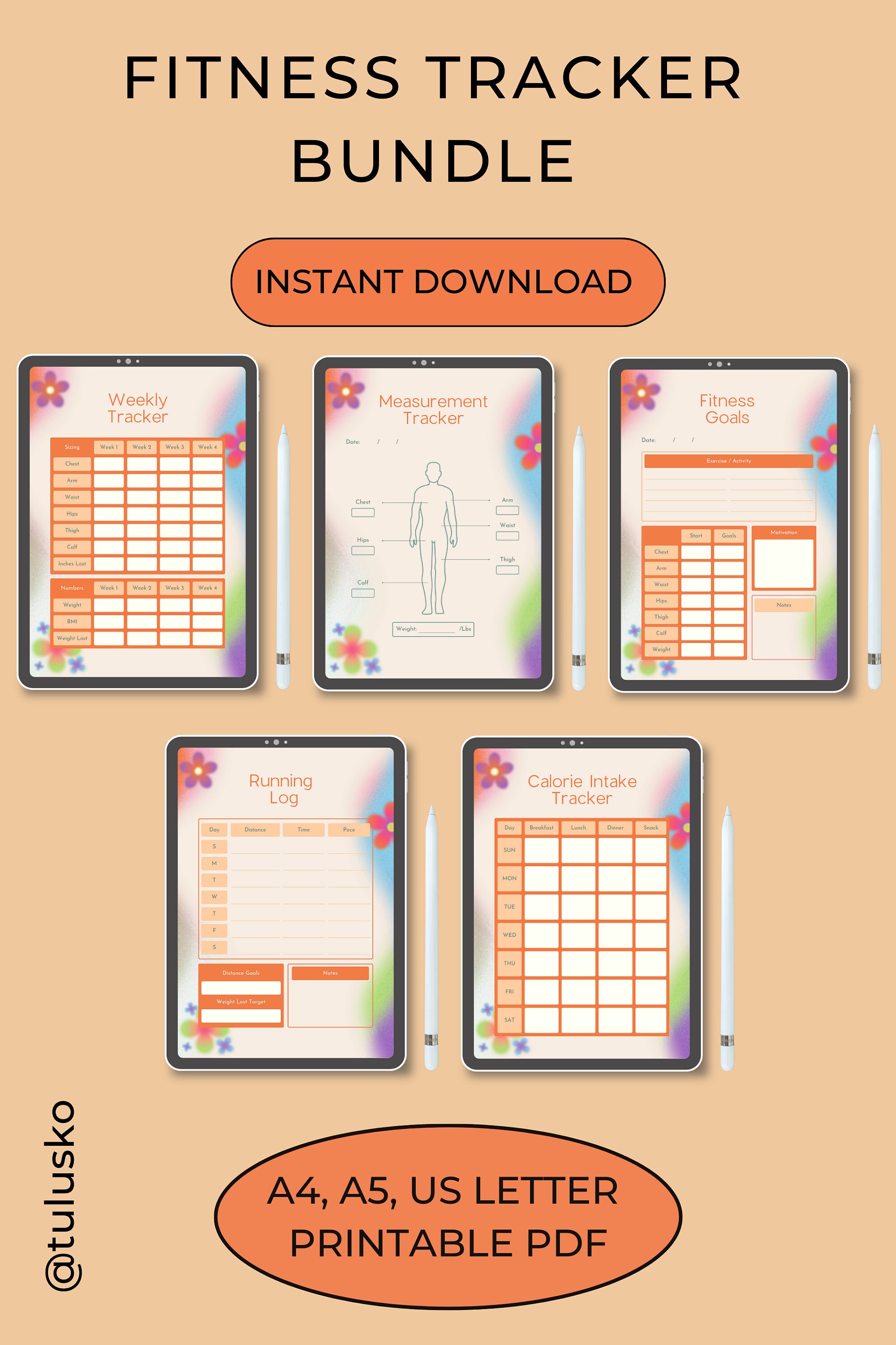 Fitness Planner Printable Body Measurement Planner Bundle - Etsy