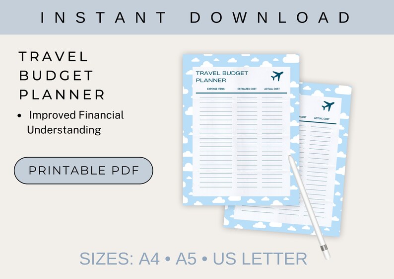 Travel Budget Planner Printable Trip Budget Itinerary Vacation - Etsy
