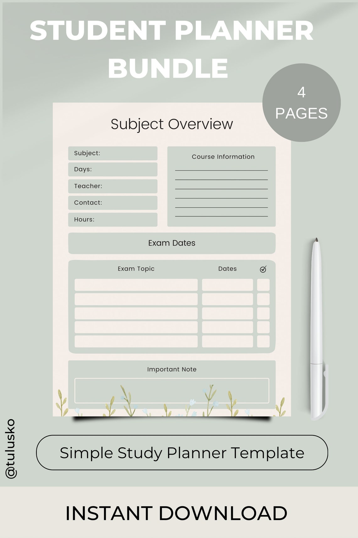 Printable Student Planner Bundle Study Planner Printable - Etsy