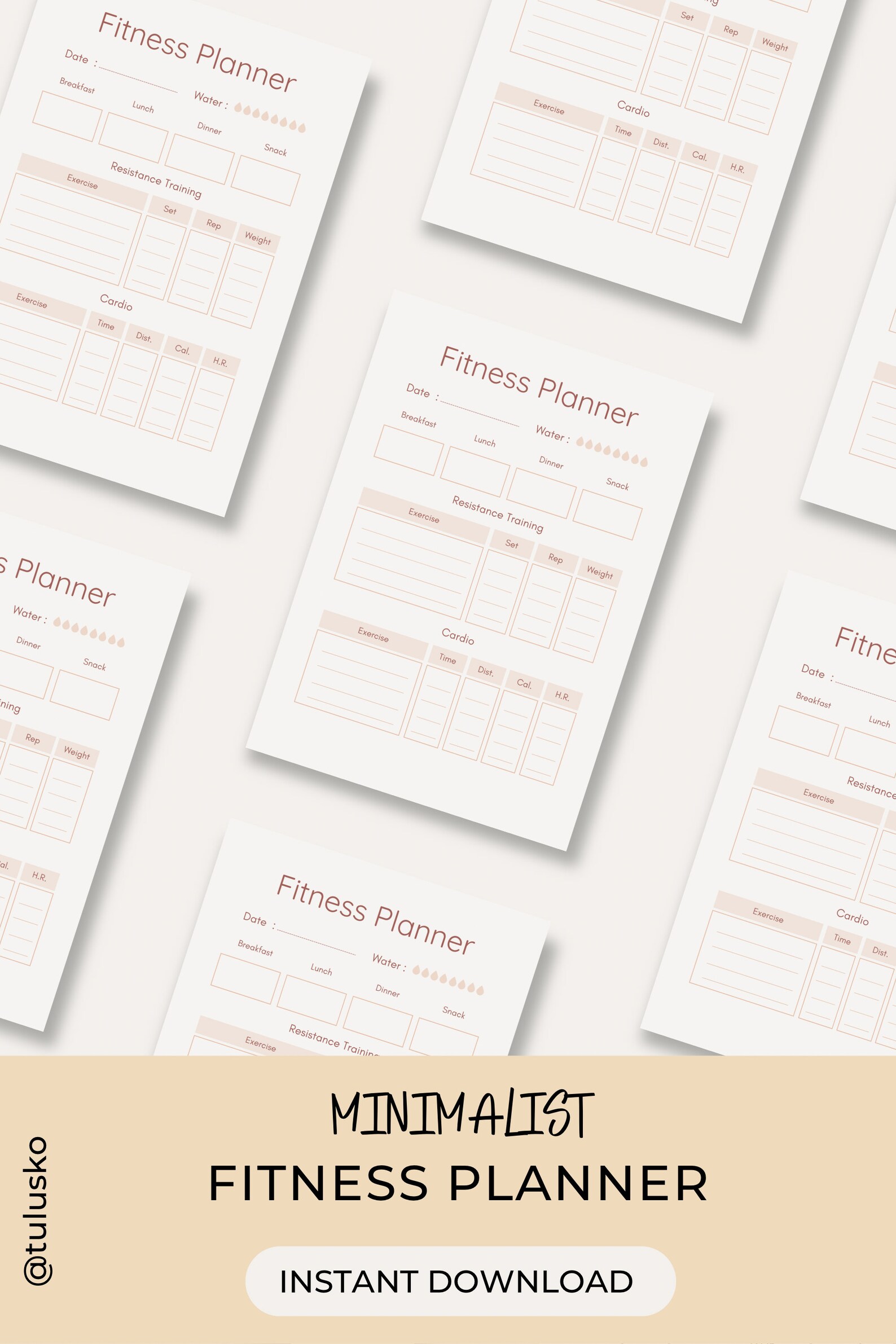 Fitness Planner Printable 1 Page Workout Planner PDF Exercise Etsy