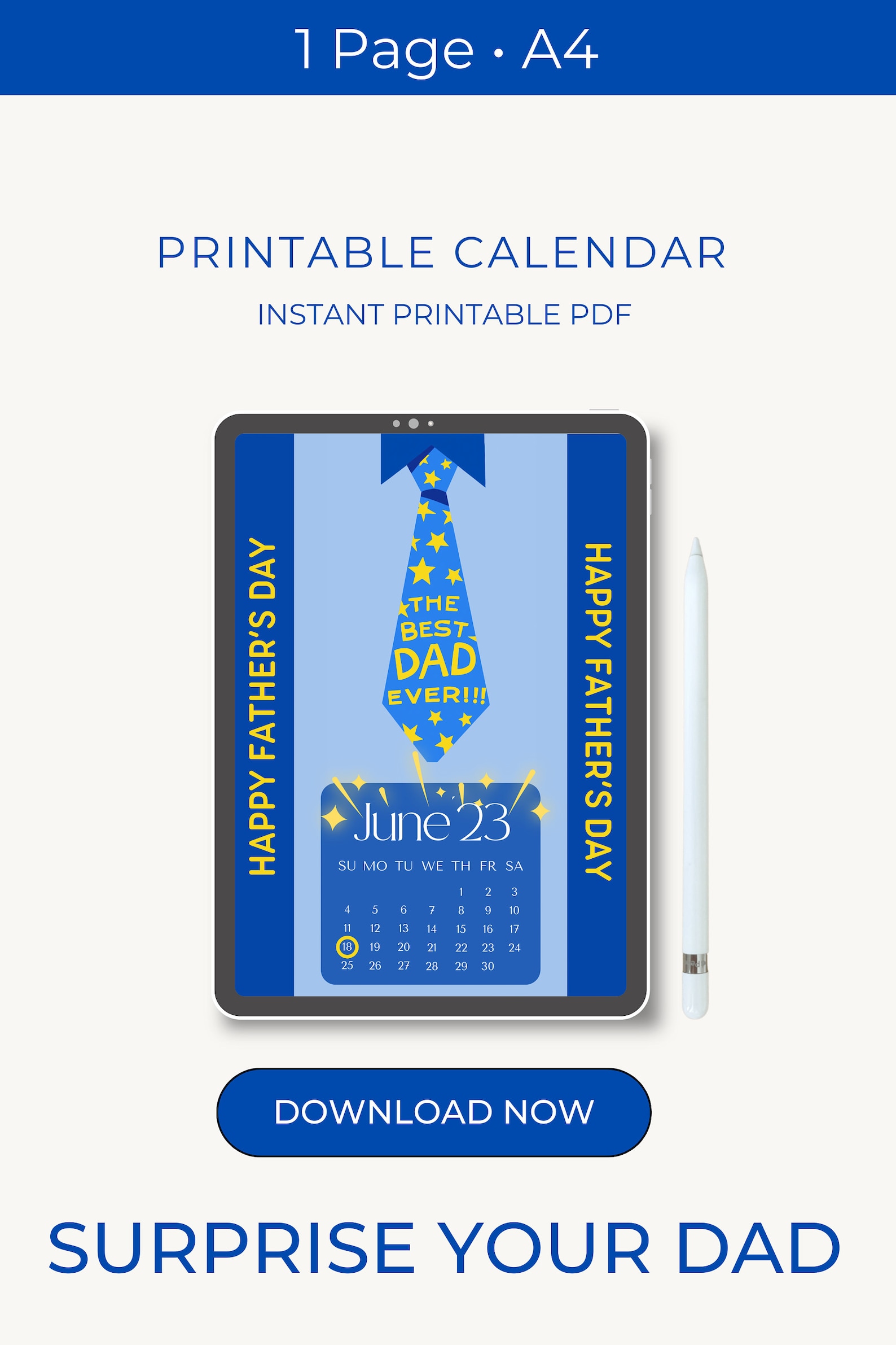 Father's Day Calendar Printable Journal Notebook Paper Etsy