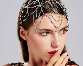 Fashion 21 Silver Tone Womens Tear Drop Rhinestone Accent Head Chain Jewelry IHC1032R 