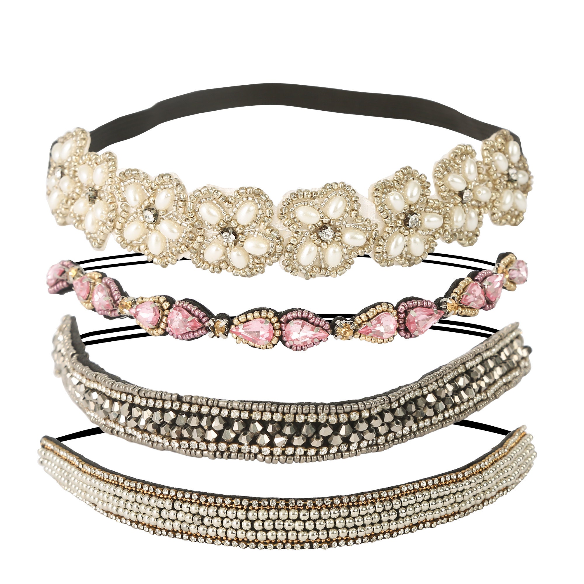 Spitzenstoff Haarband Mit Strass Und Perlen – Elegantes Stirnband Für Damen