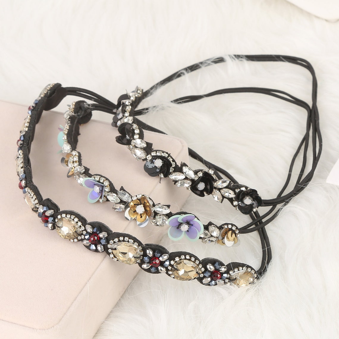 Rhinestone Hair band Beaded hair band Rhinestone Headband Etsy