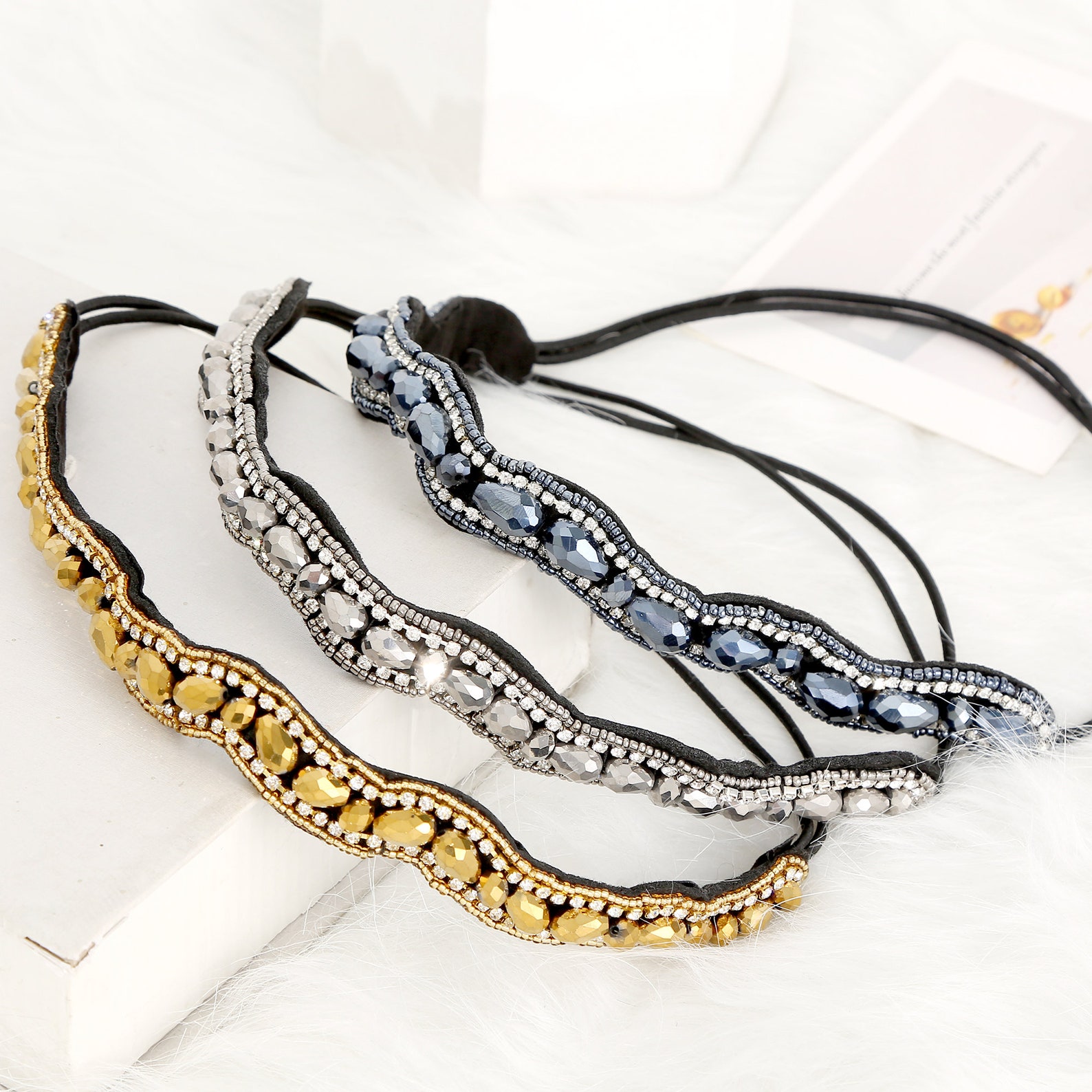 Beaded Women's Hair Band Rhinestone Hair Band Elastic Fashion Accessories Adult Hair Band Womens
