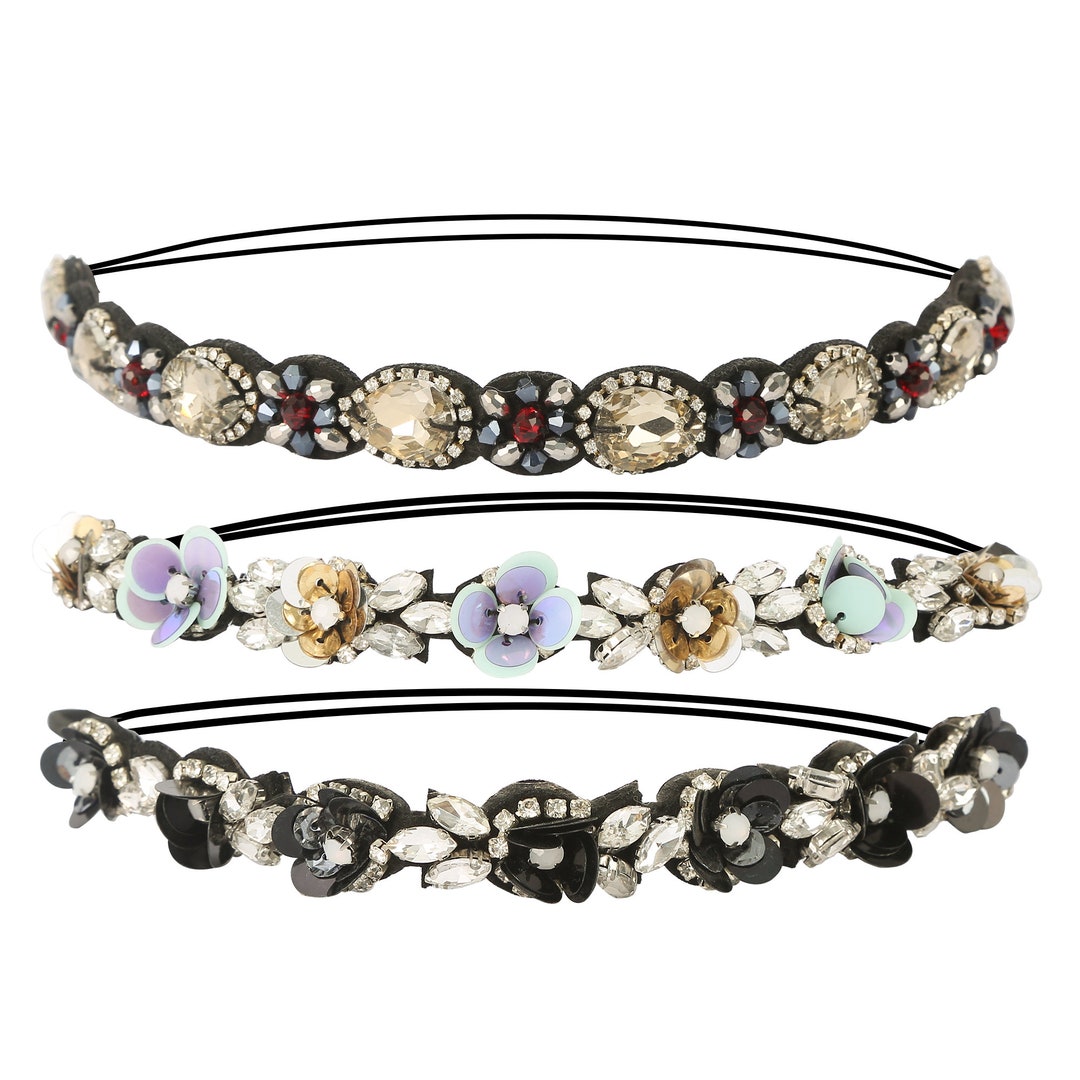 Rhinestone Hair Band Sequin Headbands rhinestone Headband Elastic
