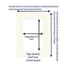 Bespoke/Made to Measure Picture & Photo Mounts (Acid Free 1.4mm) - Cut to Any Size (Max outside size A2 (420mmx594mm)