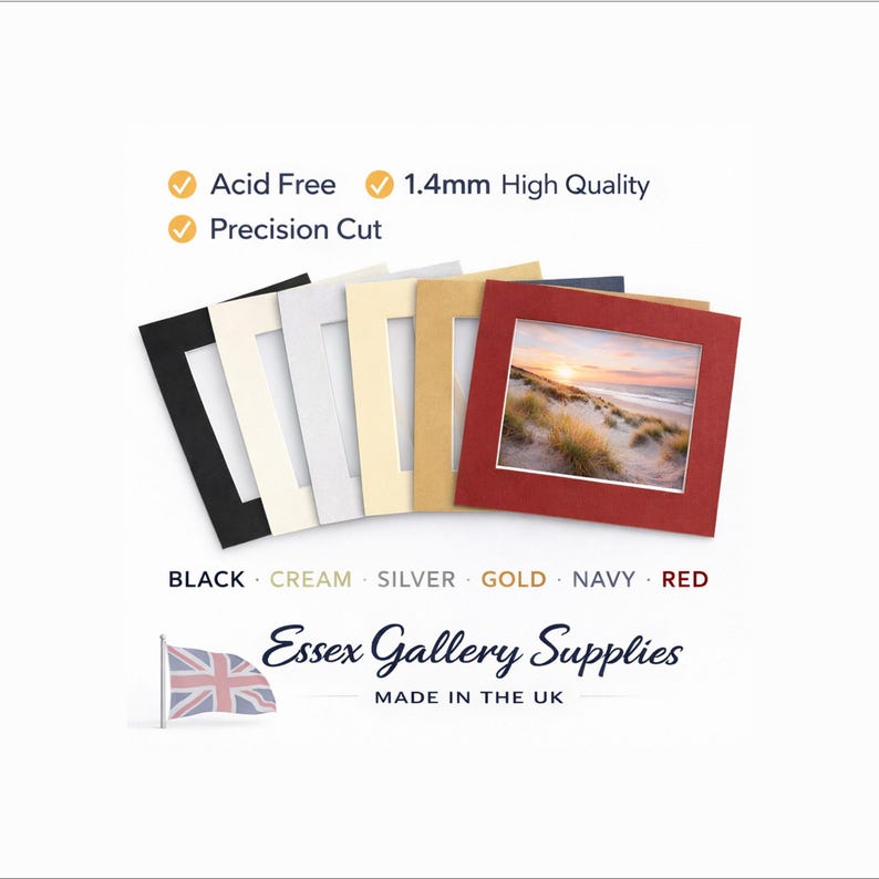 Custom Picture Mount – Made to Measure Photo Frame Mounts, Acid-Free 1.4mm Mat Board, Any Size & Colour, Bevel Cut Frame Insert image 2