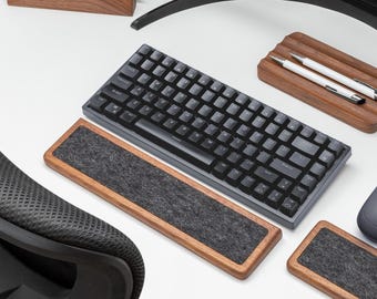 Reposamuñecas ergonómico de madera para teclado / Almohadilla de fieltro de soporte cómoda / Acolchado personalizado para las manos / Accesorios para escritorio de oficina en casa