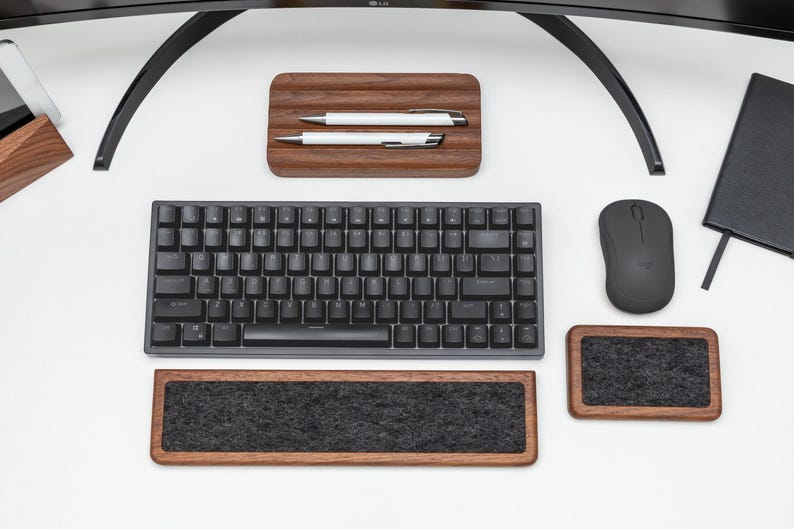 Ergonomic Wooden Wrist Rest for Keyboard | Comfortable Support Felt Pad | Custom Wrist Pad | Home Office Desk Accessories | Gift for Her