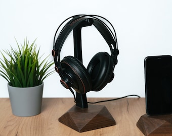 Wood Headphone Stand | Unique Headphone Holder | Natural Desk Organizer | Modern Desk Accessories | Music Lover Decor | Gift for Birthday