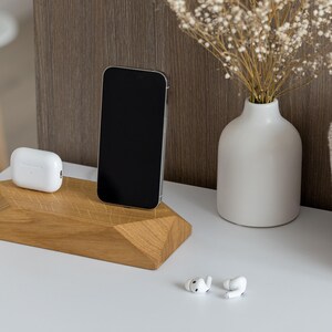 Wooden Dual Charging Station, Double IPhone Docking Station, Wood Phone Desk Organizer, Two Slot Android Charger, Family Accessories Stand