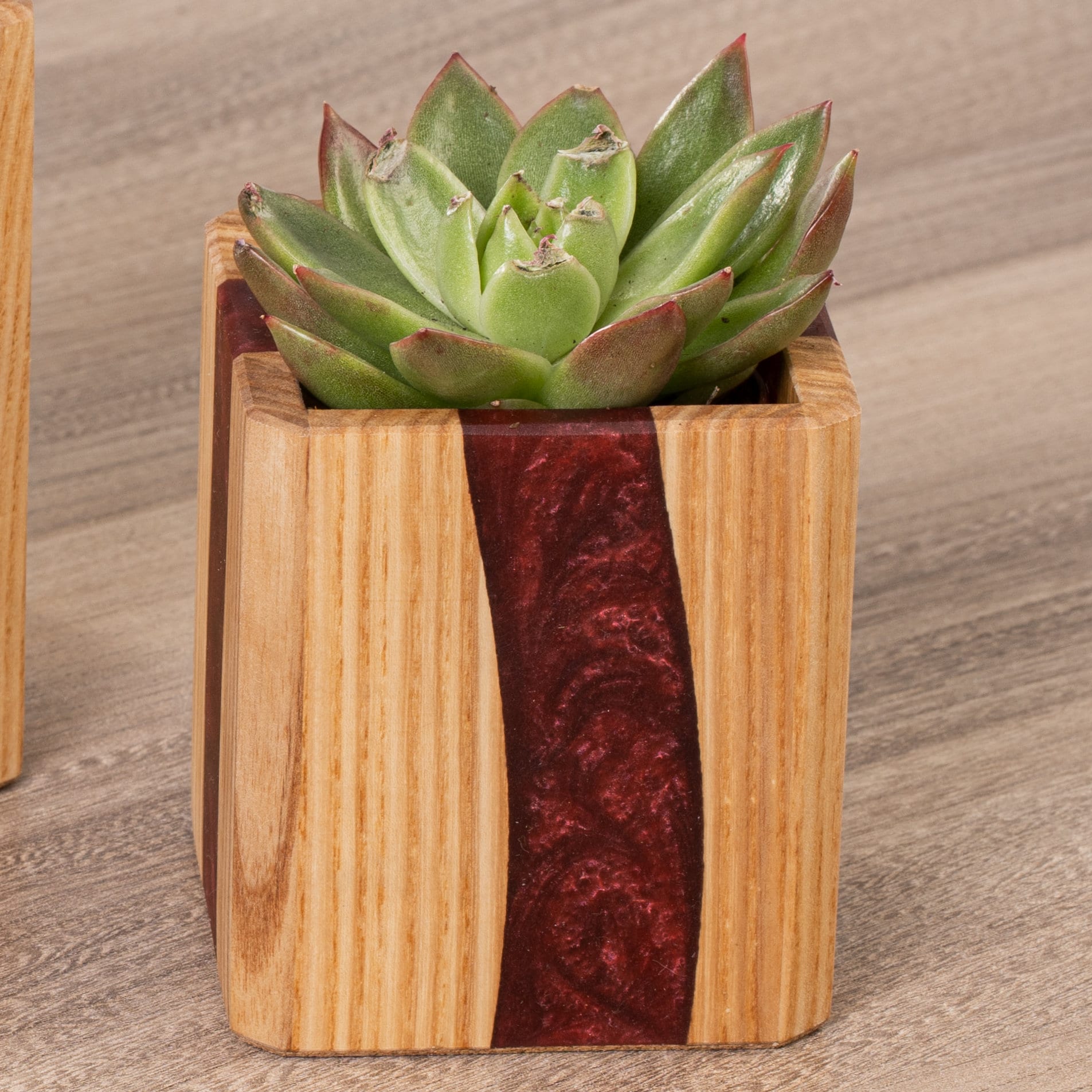 Flower Pot made of wood with epoxy resin Wooden planter Etsy