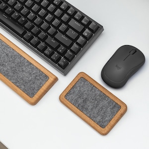 Ergonomic Wooden Wrist Rest for Keyboard | Comfortable Support Felt Pad | Custom Wrist Pad | Home Office Desk Accessories | Gift for Her