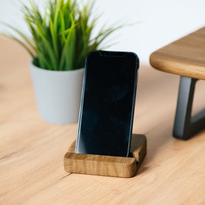 Wooden Phone Holder/ Wood Desk Organizer/ Phone Stand for Desk/ Home Office Organization/ Office Gift for Him Her/ Phone Gadget