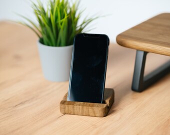 Wooden Phone Holder/ Wood Desk Organizer/ Phone Stand for Desk/ Home Office Organization/ Office Gift for Him Her/ Phone Gadget