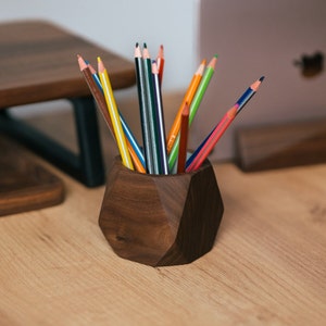 Wooden Pencil Holder for Desk | Large Pen Storage | Minimalist Office Organizer | Handmade Pencil Cup | Perfect Gift for Coworker