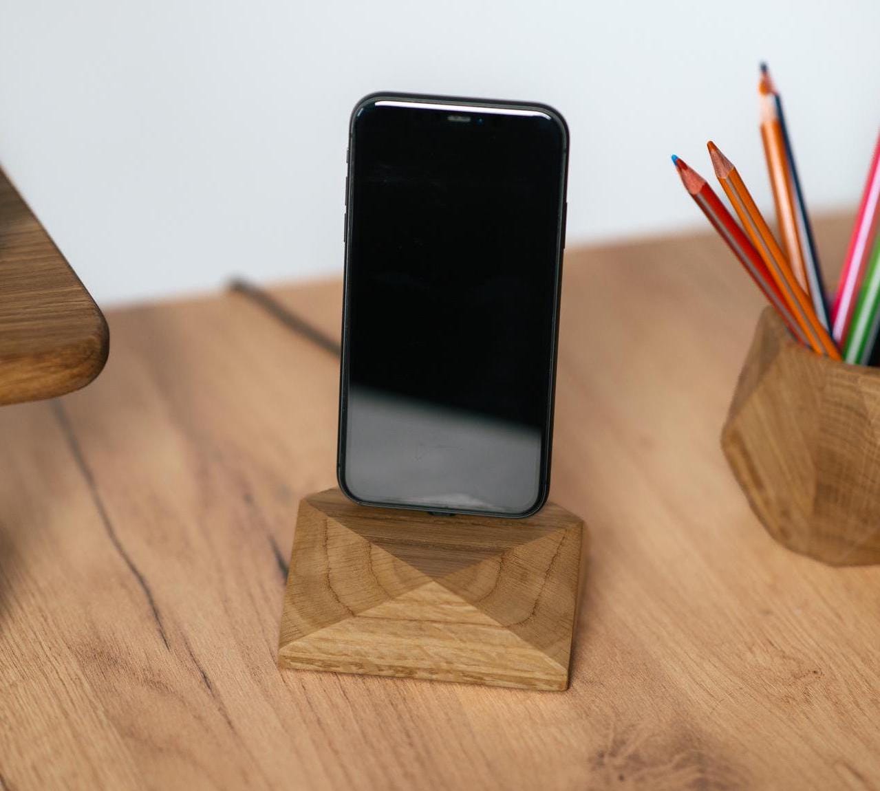 Geometric Wooden IPhone Dock | Charging Station for Samsung-Huawei-Google | Wood Docking Station for Desk | Wooden Phone Accessories