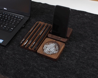 Wooden Desk Organizer Tray Set: Handmade Home Office Accessories