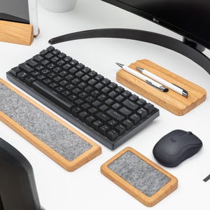 Ergonomic Wooden Wrist Rest for Keyboard | Comfortable Support Felt Pad | Custom Wrist Pad | Home Office Desk Accessories | Gift for Her