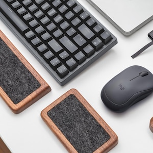 Ergonomic Wooden Wrist Rest for Keyboard | Comfortable Support Felt Pad | Custom Wrist Pad | Home Office Desk Accessories | Gift for Her