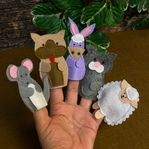 Felt Farm Animal Finger Puppet Set, Educational Montessori Inspired toys, Preschool Learning, enchanting imaginative storytelling aids,