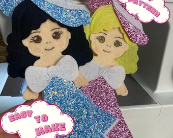 Felt Doll Sewing Pattern: Doll and Pinky Tea Party Outfit (Digital PDF)