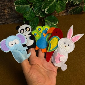 Handmade Felt Animal Finger Puppet Set: Montessori Learning Toys